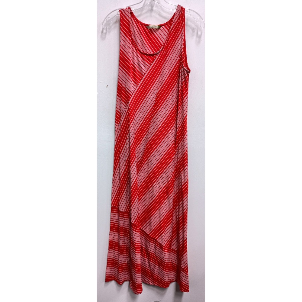 Chalet et ceci Maxi Dress Womens Large Red Striped Lagenlook Sleeveless Casual
